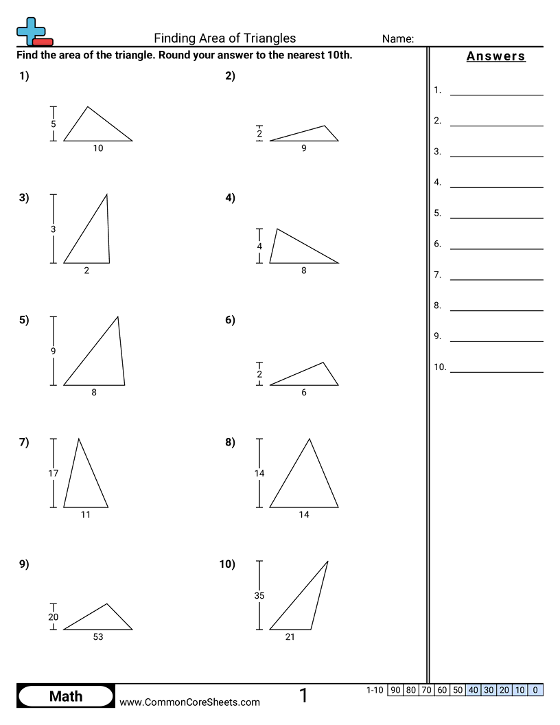 Finding Area Of Triangles Worksheet Download