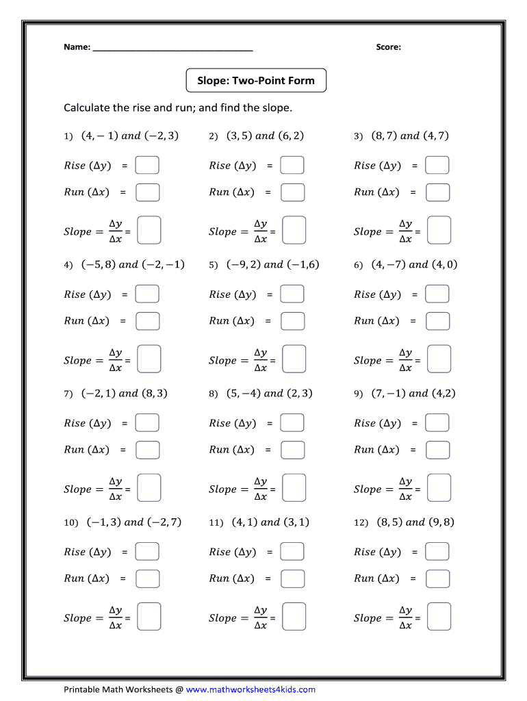 slope worksheet pdf