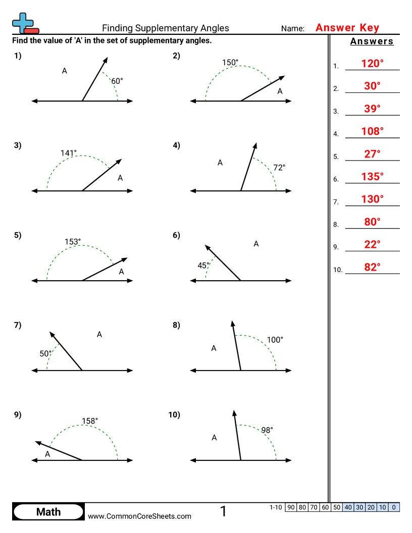 Finding Supplementary Angles Worksheet Download Finding Supplementary Angles Worksheet Download