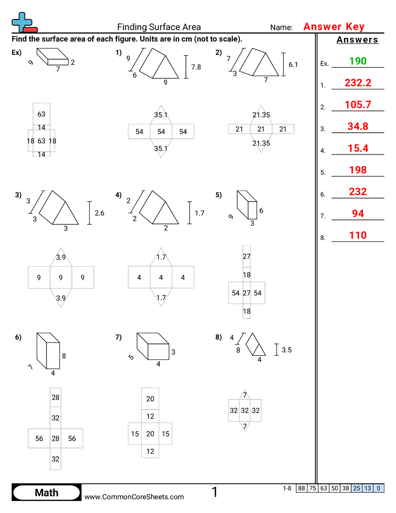 Finding Surface Area Worksheet Download