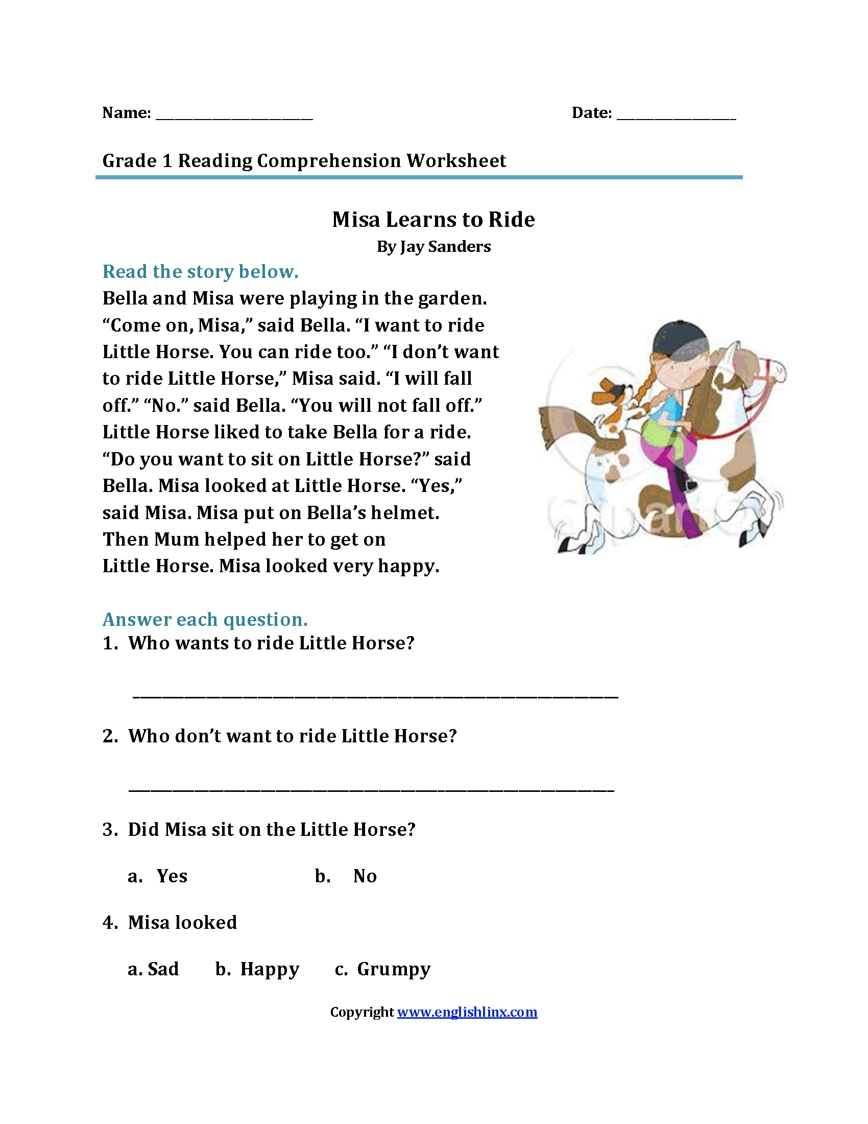 First Grade Reading Worksheets Improve Fluency Vocabulary