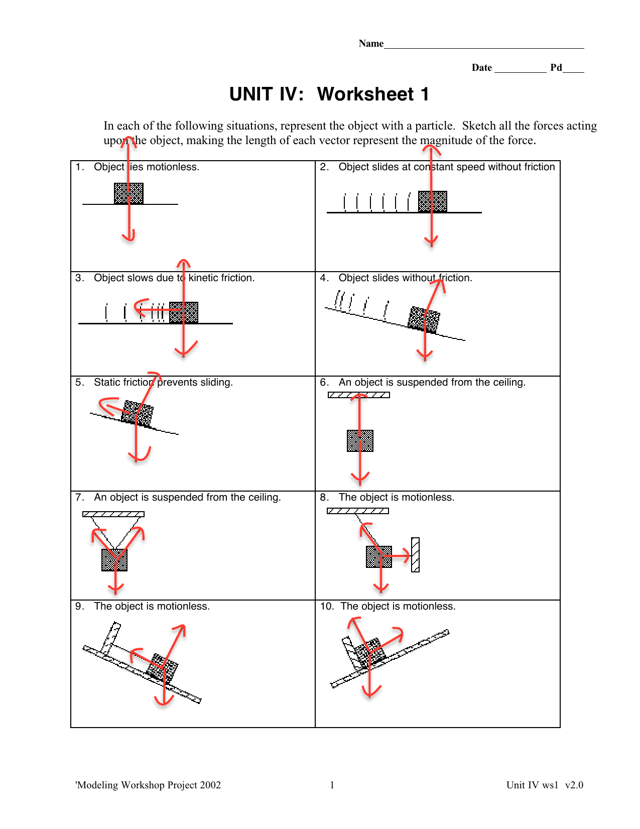 Force Diagram Worksheet Physics Practice