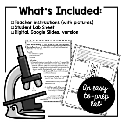 FORENSICS HAIR ANALYSIS LAB INVESTIGATION The Trendy Science Teacher