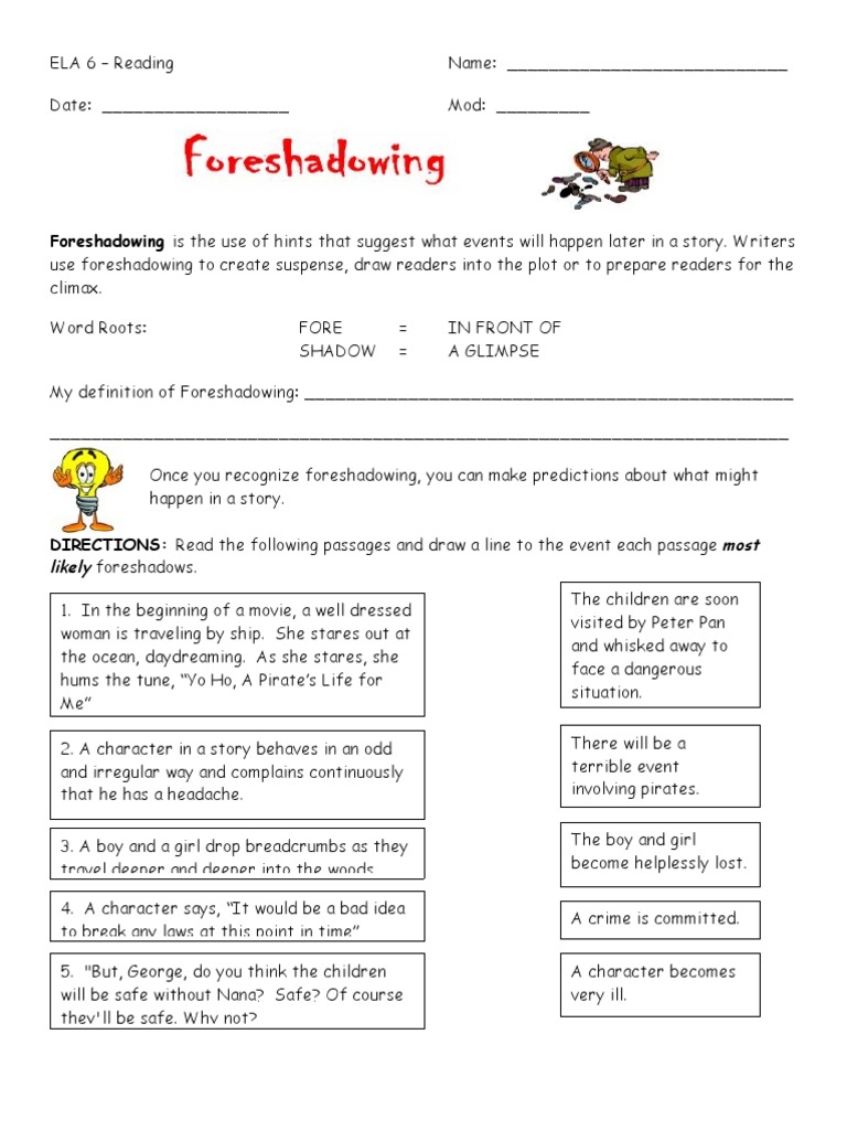 Foreshadowing 2 PDF Worksheets Library