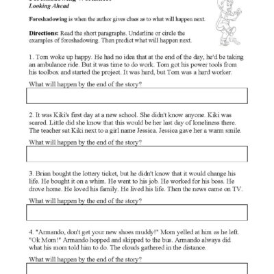 Foreshadowing Worksheet Literary Techniques Activity