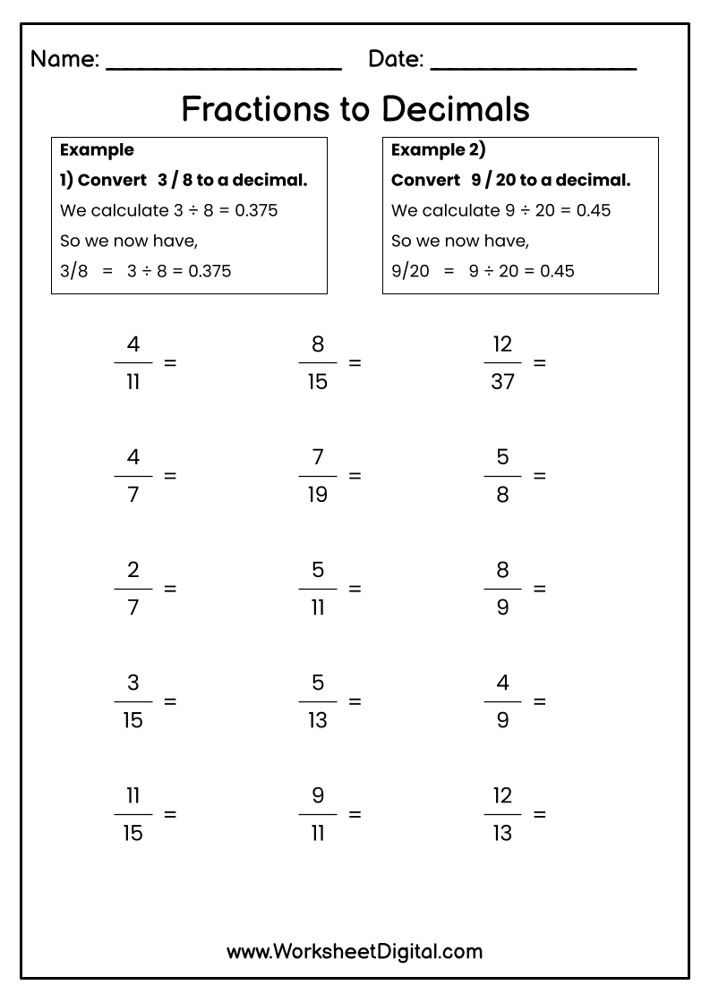 Fractions To Decimals Worksheet Digital 1 Teacher Made Resources Fractions To Decimals Worksheet Digital 1 Teacher Made Resources