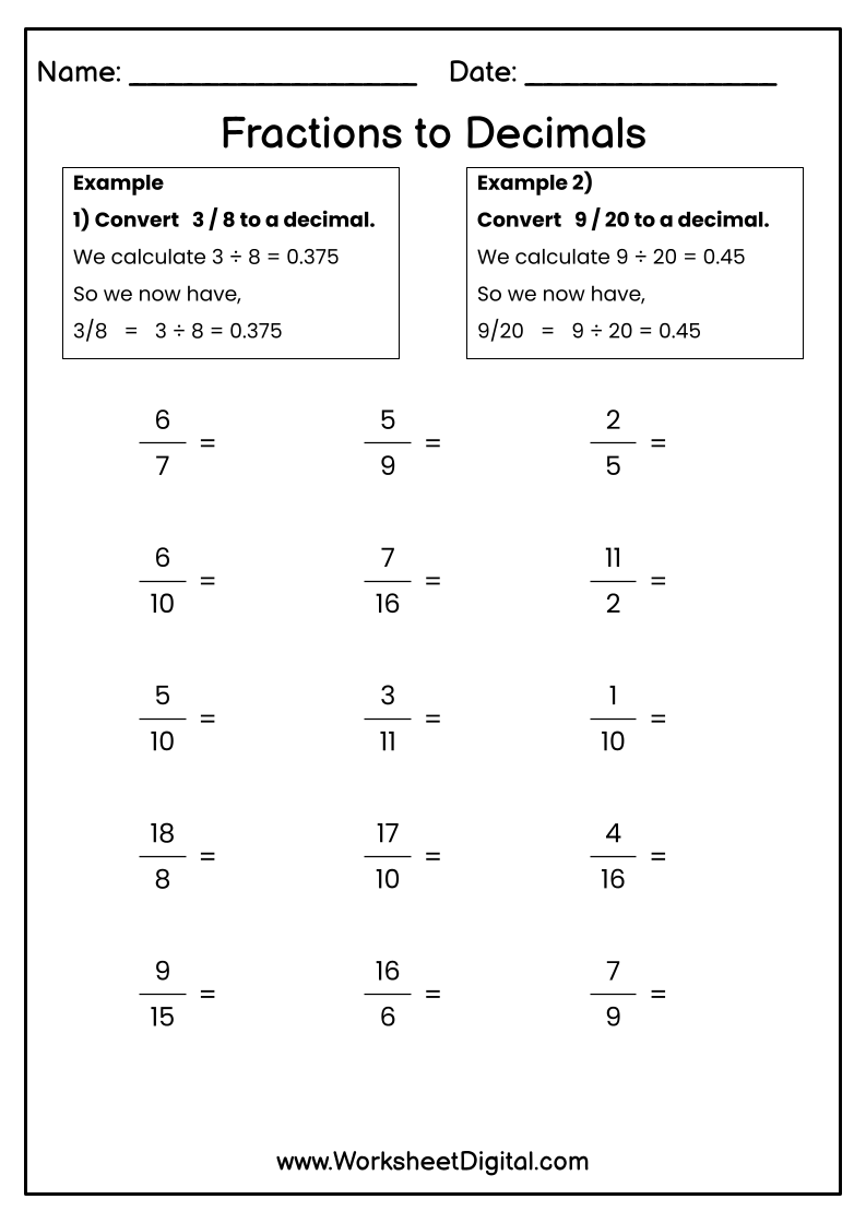 Fractions To Decimals Worksheet Digital 1 Teacher Made Resources Fractions To Decimals Worksheet Digital 1 Teacher Made Resources