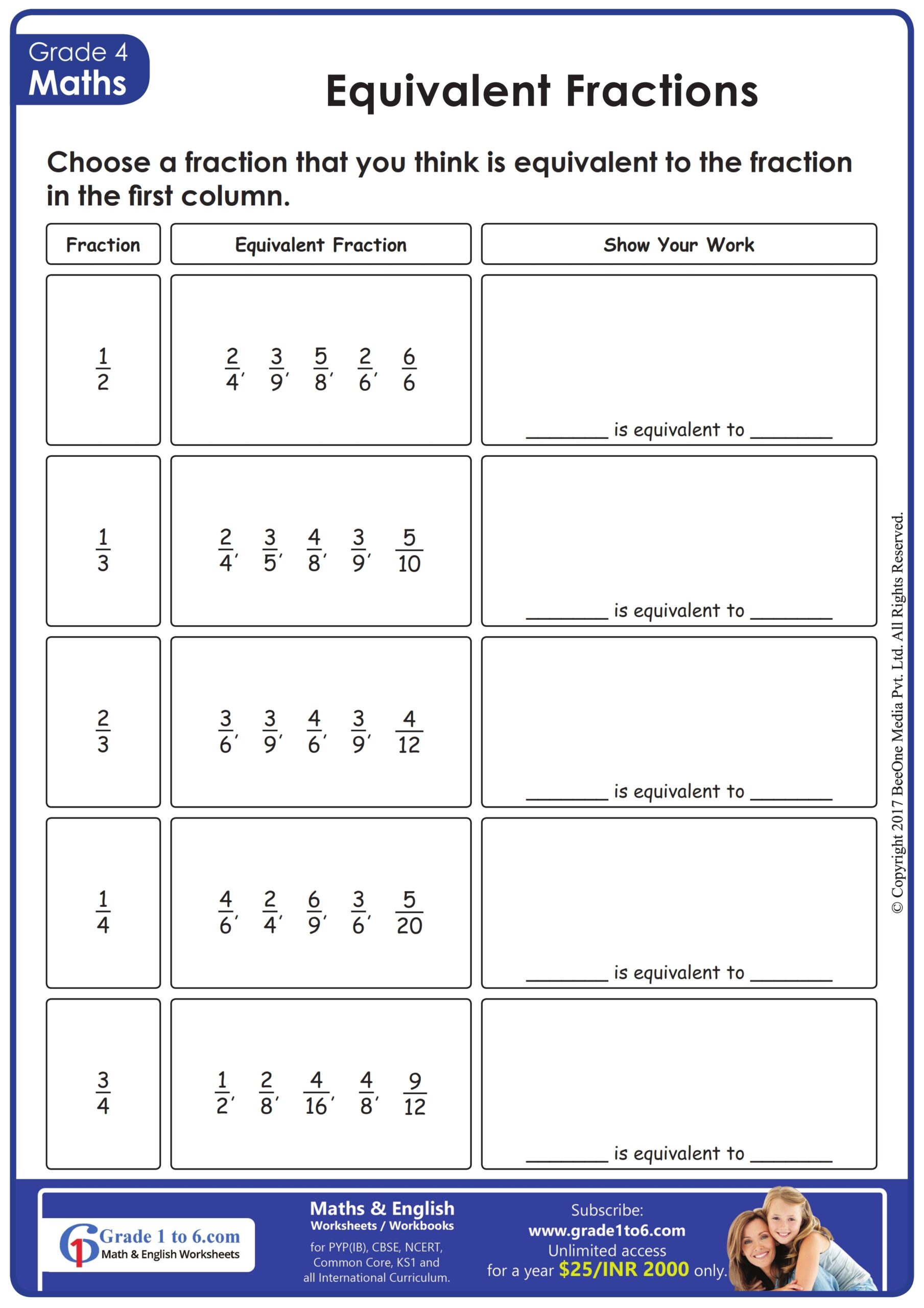Fractions Worksheets Grade 4 Grade1to6