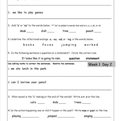 Free 2nd Grade Daily Language Worksheets