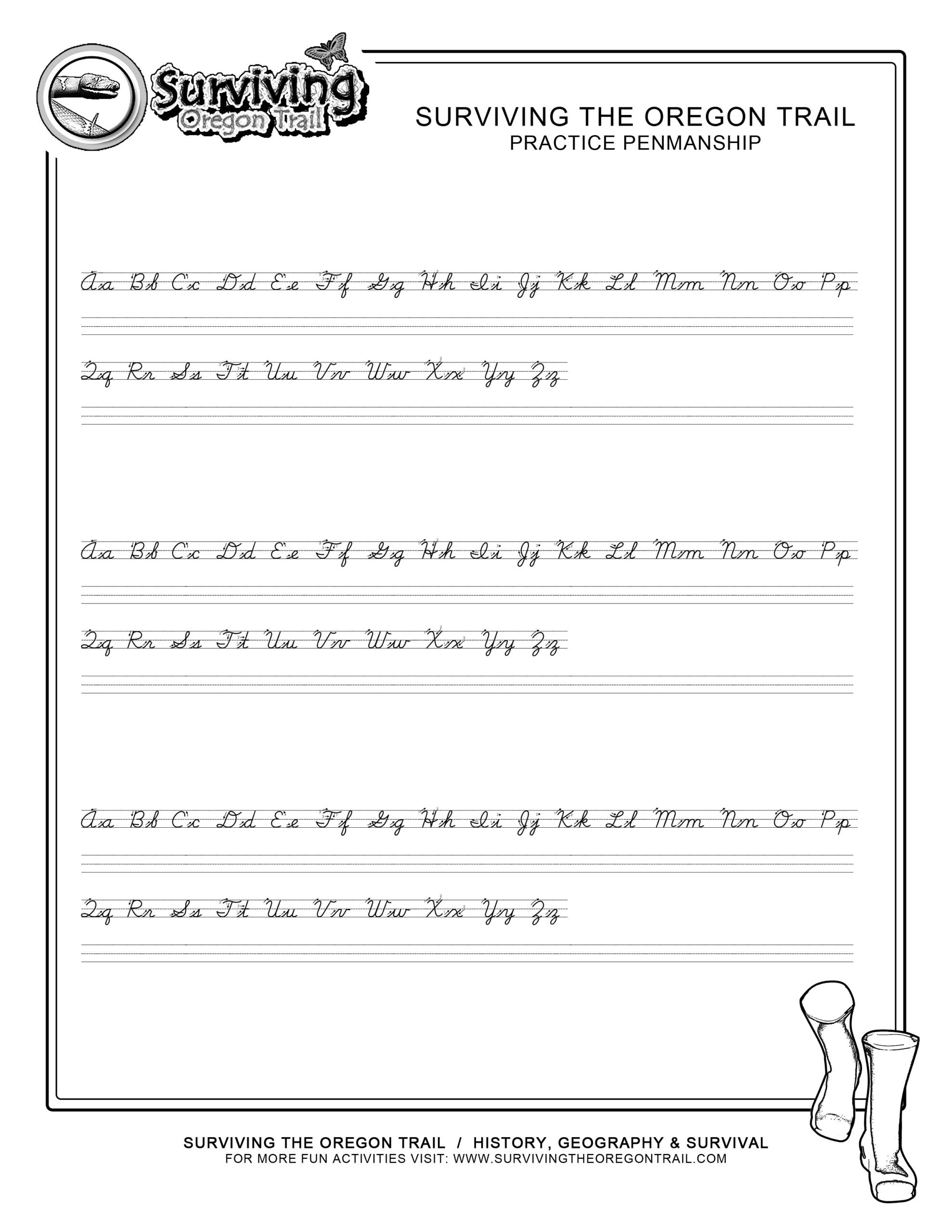FREE ABC s Cursive Worksheet Small Print Surviving The Oregon Trail