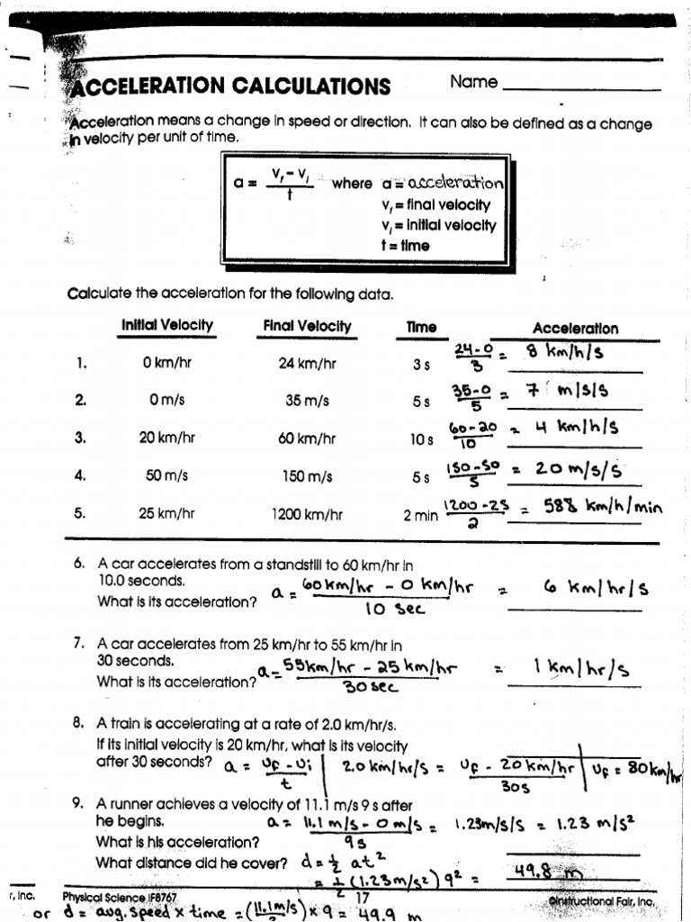 Free Acceleration Calculation Worksheet Download Free Acceleration Calculation Worksheet Png Images Free Worksheets On Clipart Library