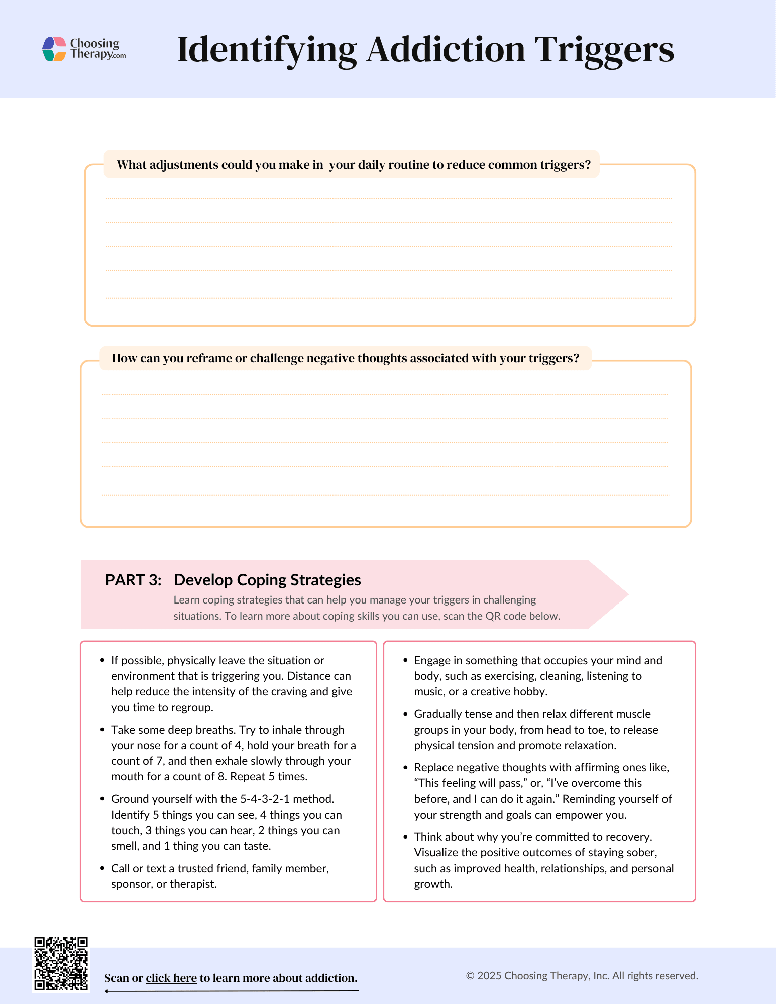 Free Addiction Triggers Worksheet Printable PDF ChoosingTherapy Free Addiction Triggers Worksheet Printable PDF ChoosingTherapy