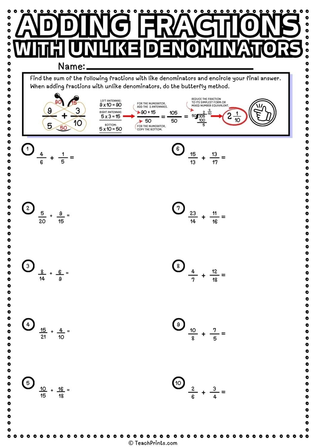 Free Adding Fractions With Unlike Denominators Worksheets Teach Prints Free Adding Fractions With Unlike Denominators Worksheets Teach Prints
