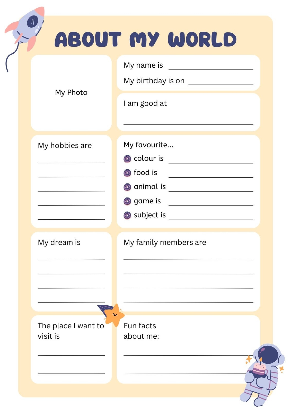 Free And Printable All About Me Worksheet Templates Canva Free And Printable All About Me Worksheet Templates Canva