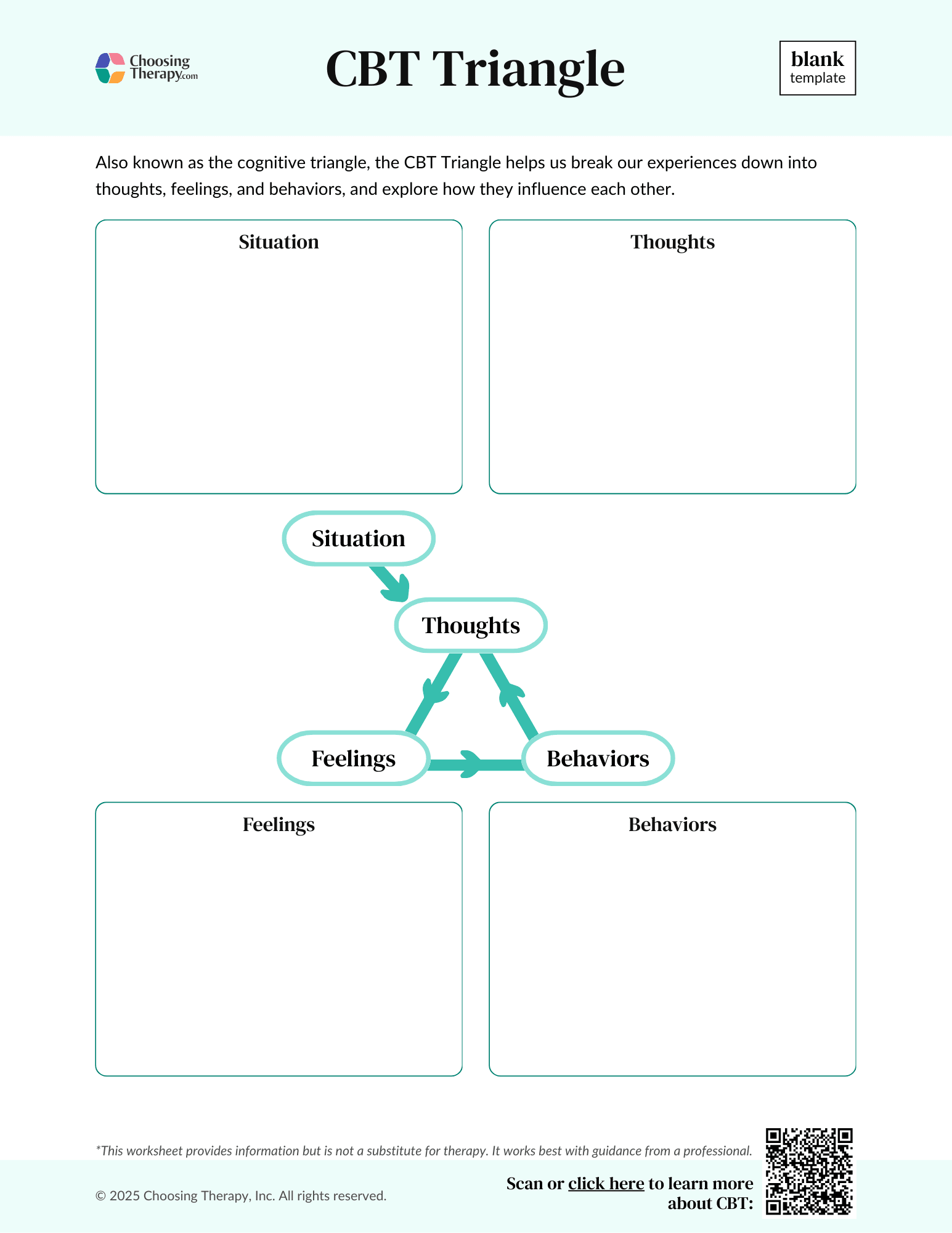 Free CBT Triangle Worksheet With Examples Printable PDF ChoosingTherapy