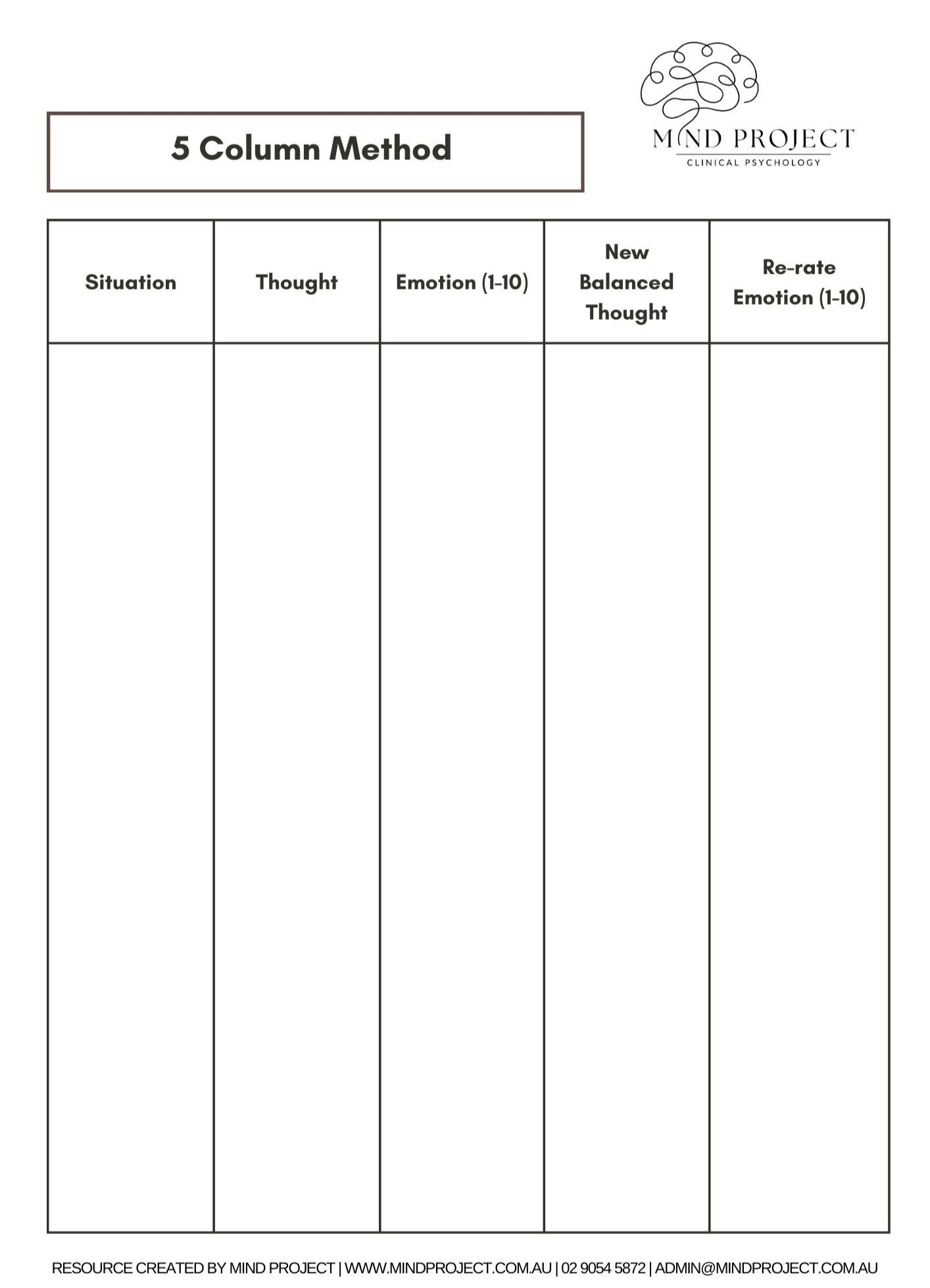 printable cbt worksheets pdf