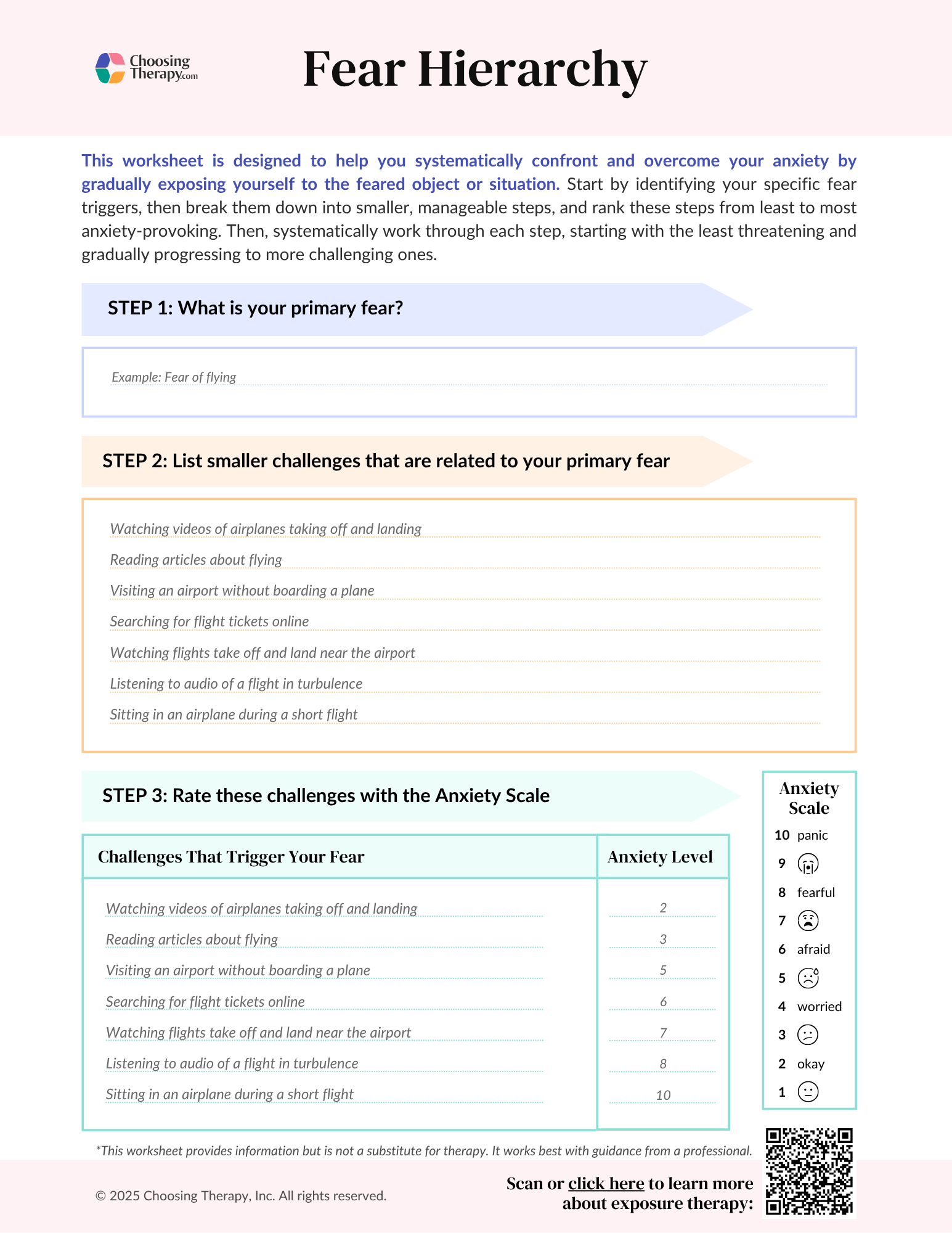 Free Fear Hierarchy Worksheet PDF Download ChoosingTherapy Free Fear Hierarchy Worksheet PDF Download ChoosingTherapy