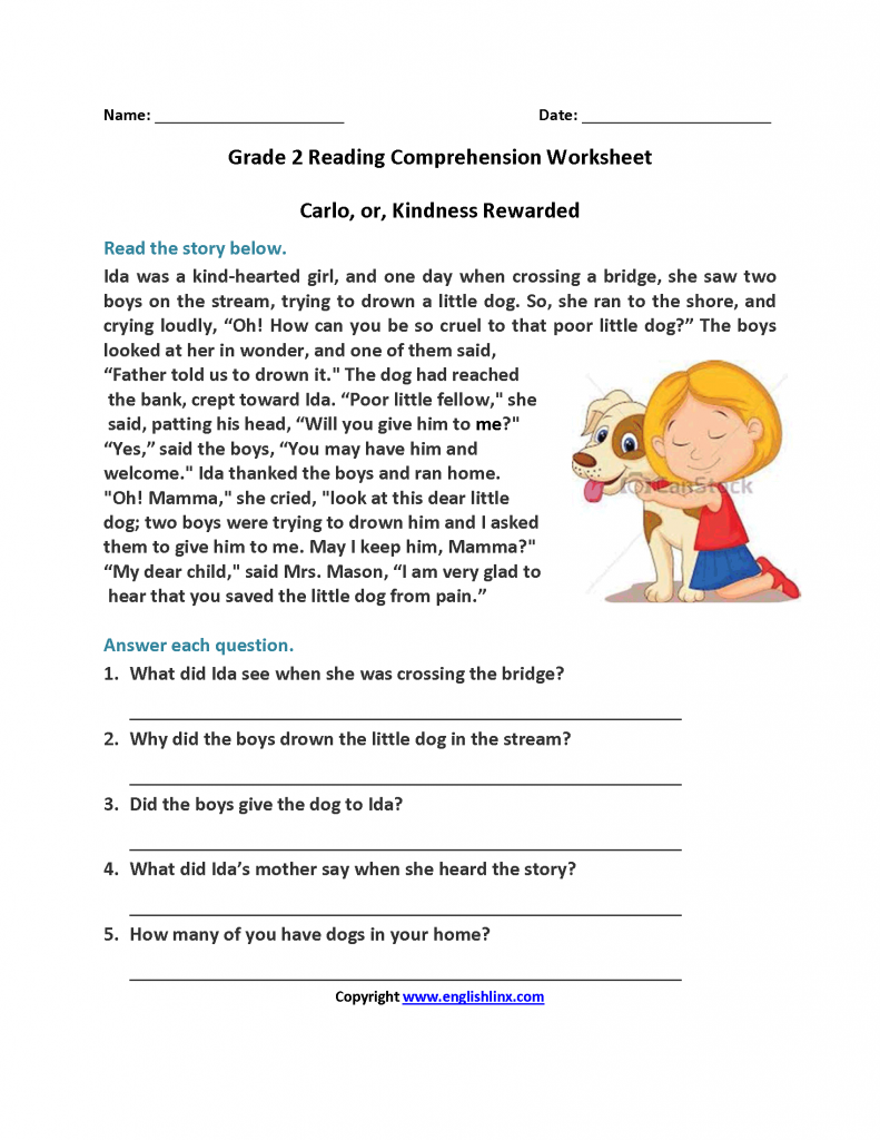 3rd grade reading comprehension worksheets pdf