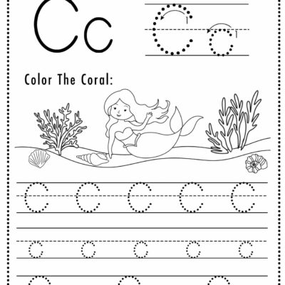 Free Letter C Tracing Worksheets Printable Mermaid Themed Sly Spoon