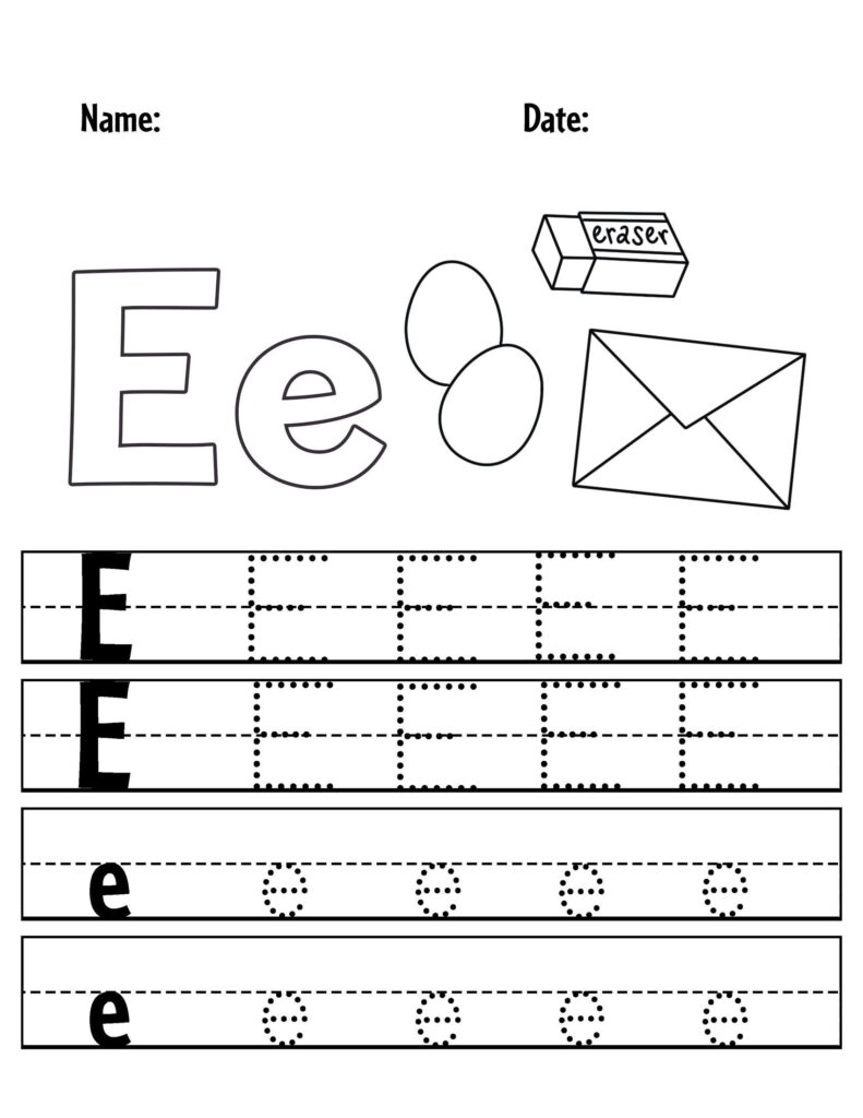 FREE Letter E Worksheets For Preschool The Hollydog Blog