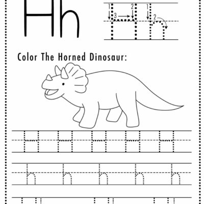 Free Letter H Tracing Worksheet Printable Dinosaur Themed Sly Spoon
