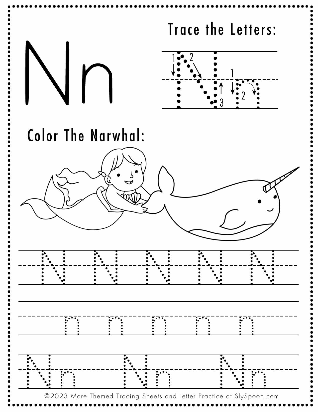 letter n tracing worksheet