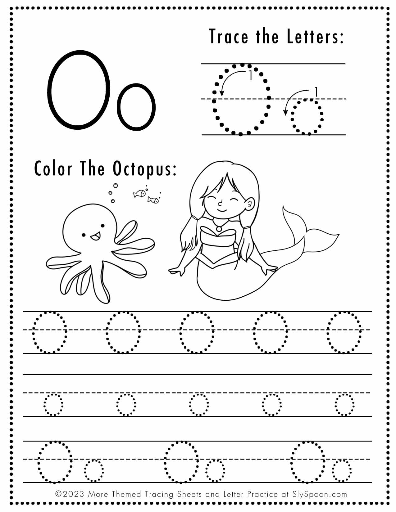 Free Letter O Tracing Worksheet Printable Mermaid Themed Sly Spoon Free Letter O Tracing Worksheet Printable Mermaid Themed Sly Spoon