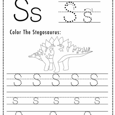 Free Letter S Tracing Worksheet Printable Dinosaur Themed Sly Spoon
