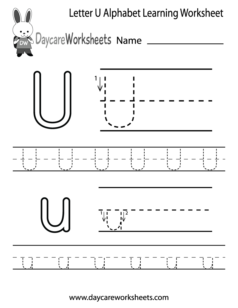 Free Letter U Alphabet Learning Worksheet For Preschool Free Letter U Alphabet Learning Worksheet For Preschool