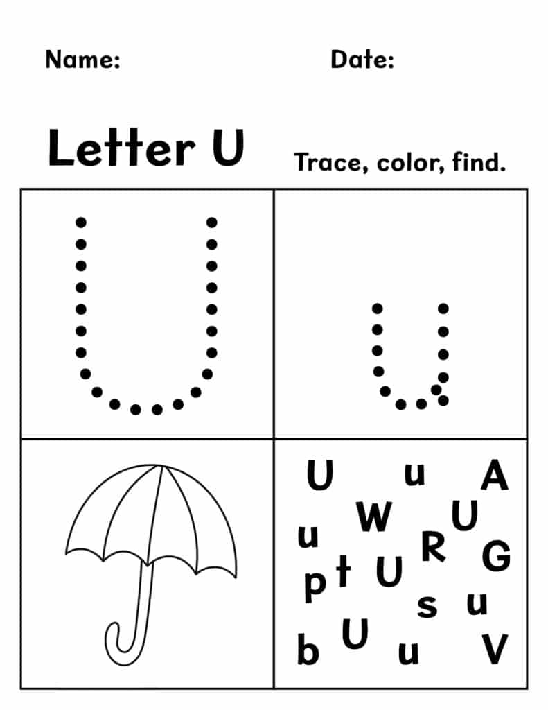 FREE Letter U Worksheets For Preschool The Hollydog Blog FREE Letter U Worksheets For Preschool The Hollydog Blog