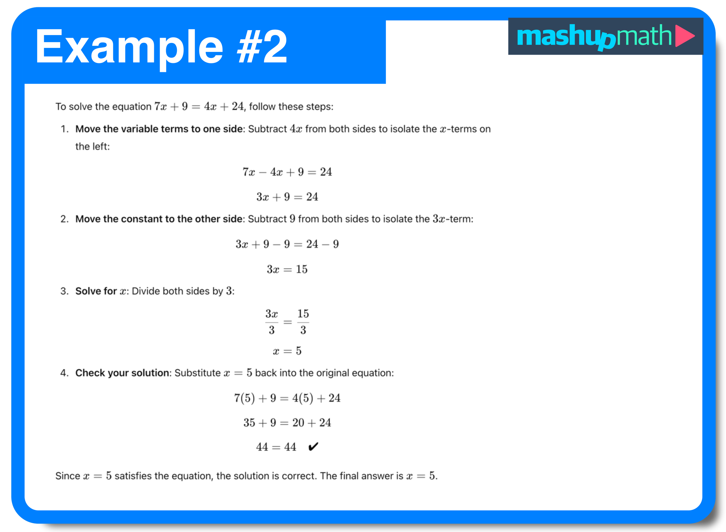 Free Multi Step Equations Worksheets Mashup Math