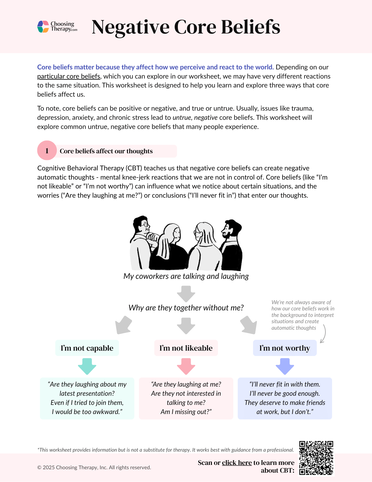 Free Negative Core Beliefs Worksheet Printable PDF ChoosingTherapy Free Negative Core Beliefs Worksheet Printable PDF ChoosingTherapy