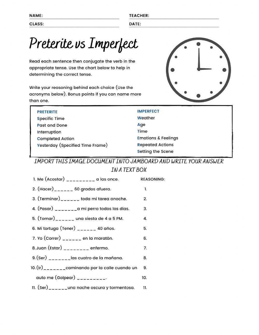 Free Preterite Vs Imperfect Worksheet Download Free Preterite Vs Imperfect Worksheet Png Images Free Worksheets On Clipart Library