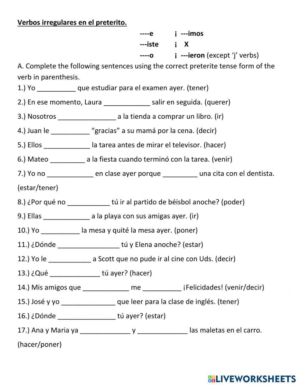 Free Preterite Worksheet Pdf Download Free Preterite Worksheet Pdf Png Images Free Worksheets On Clipart Library