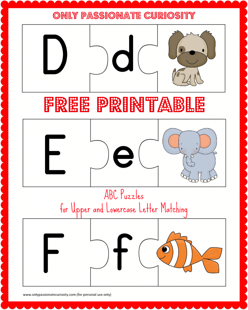 FREE Printable ABC Puzzles Upper And Lowercase Letter Matching Only Passionate Curiosity