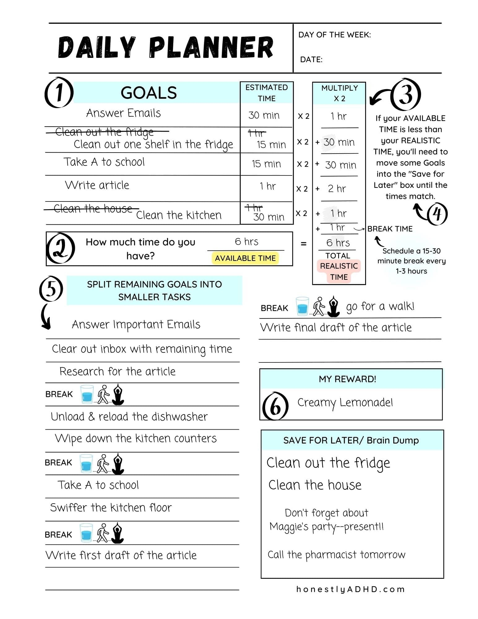 adhd worksheets for adults pdf free