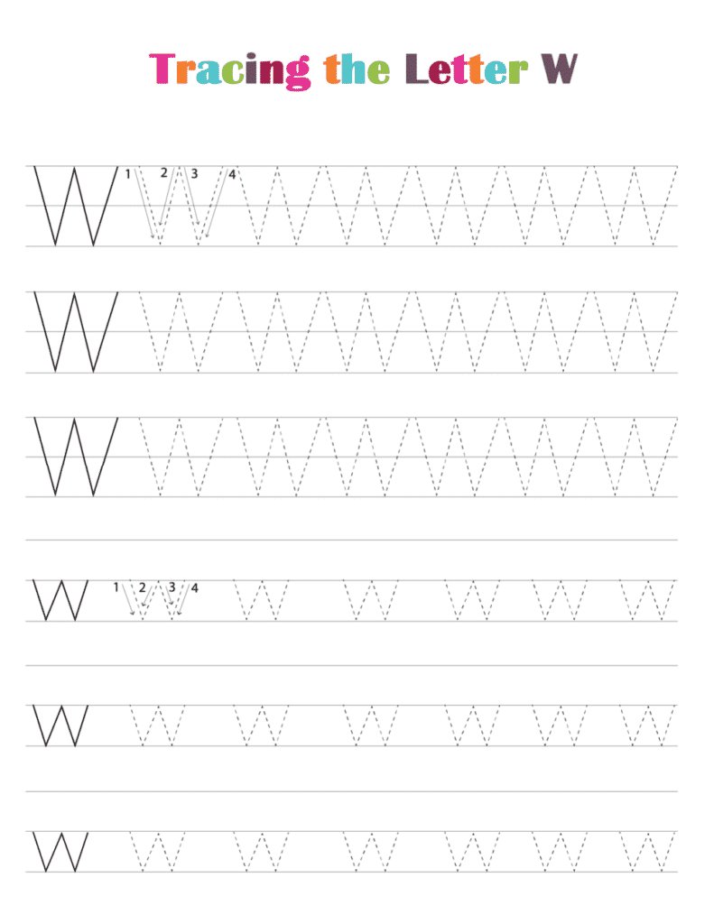 Free Printable Alphabet Tracing Worksheets PDF Letter W