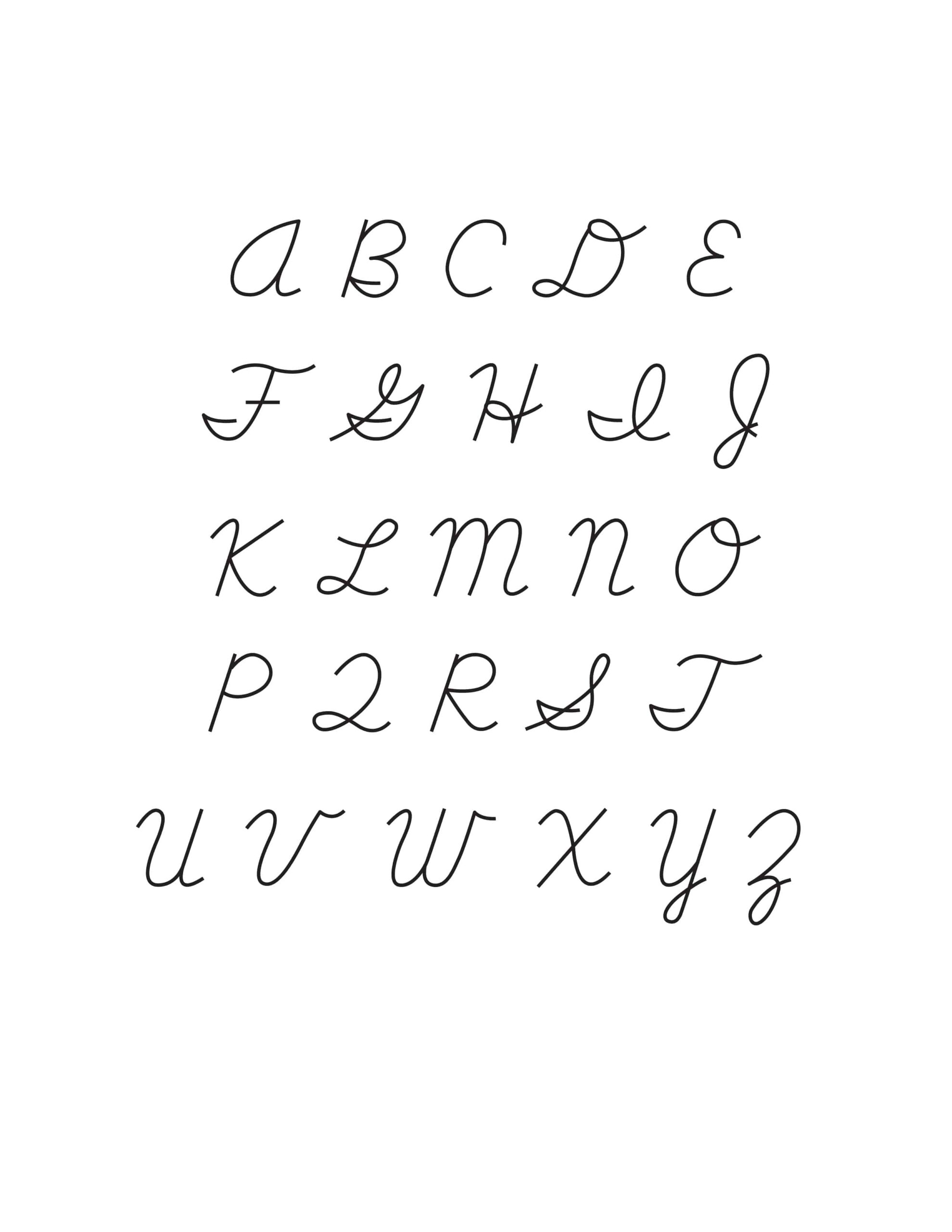 Free Printable Cursive Alphabet Letters Free Printable Cursive Alphabet Letters
