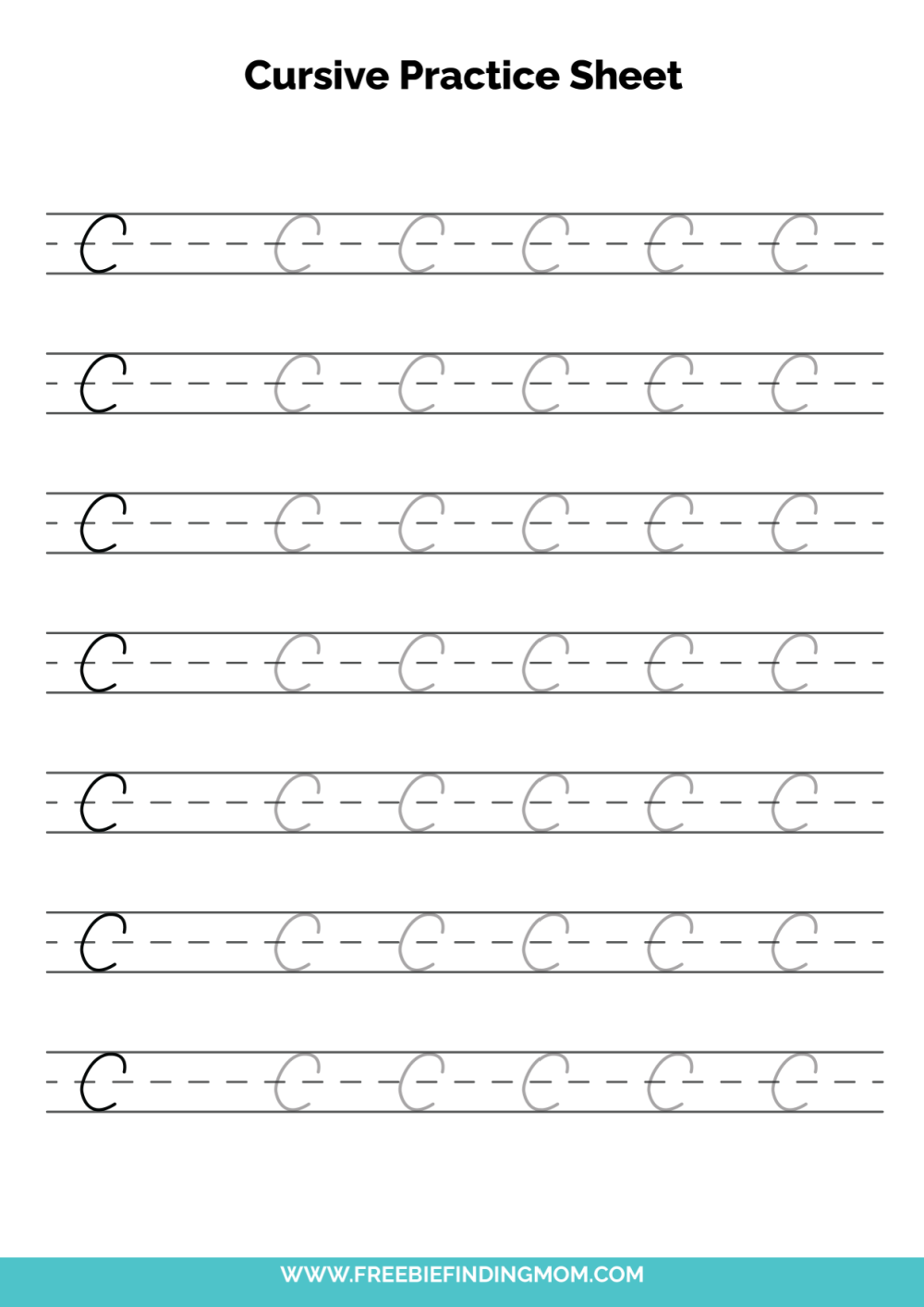 Free Printable Cursive Alphabet Practice Sheets Capital C