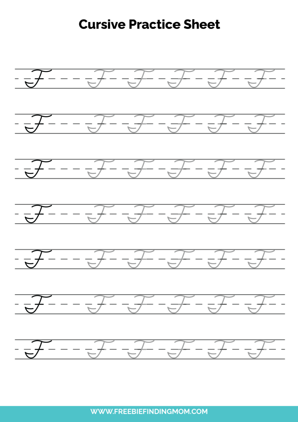 Free Printable Cursive Alphabet Practice Sheets Capital F