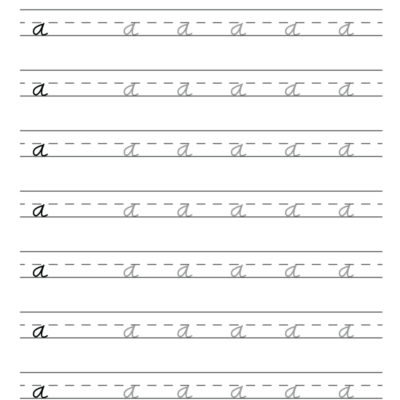 Free Printable Cursive Alphabet Practice Sheets Lowercase A