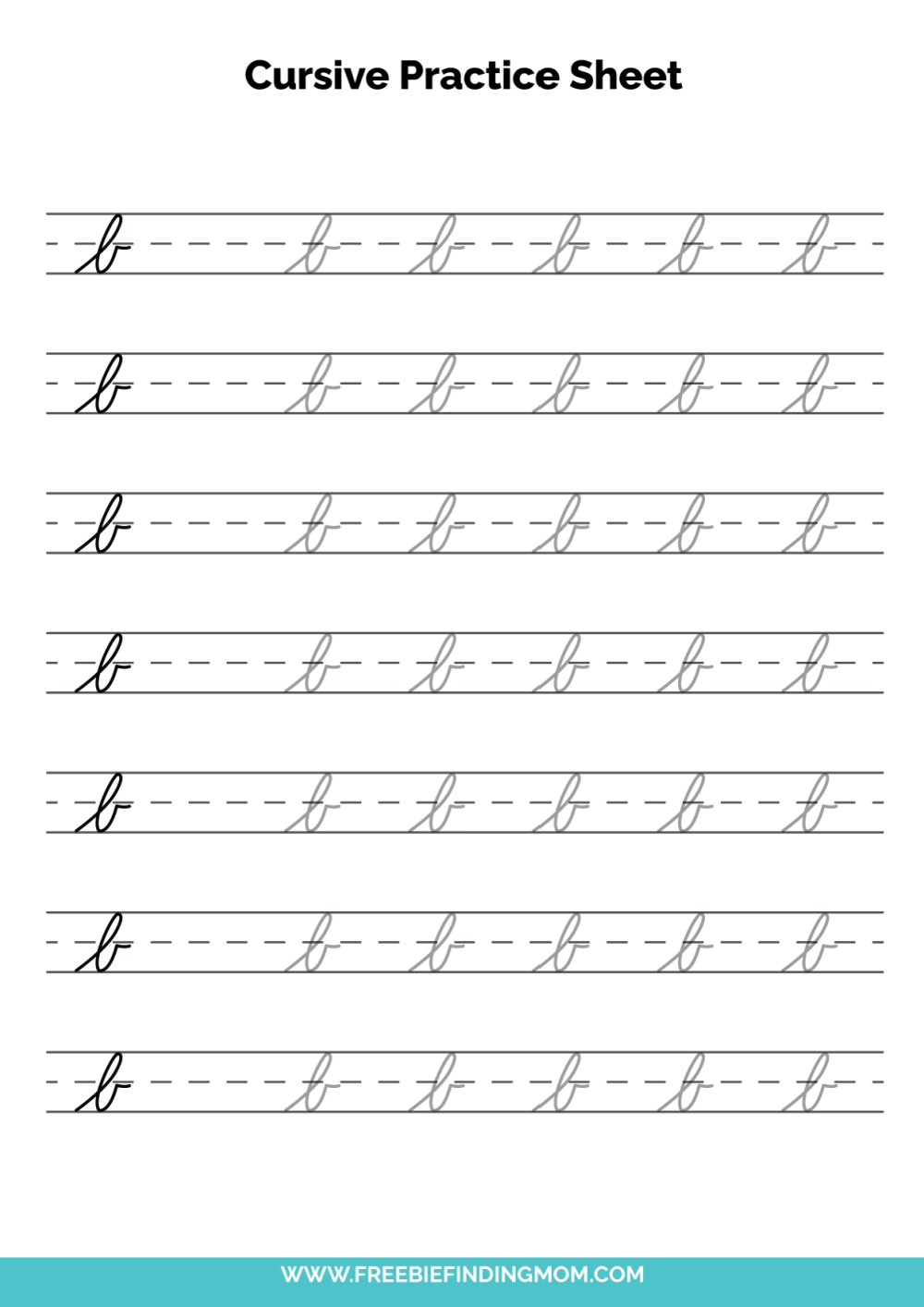 Free Printable Cursive Alphabet Practice Sheets Lowercase B