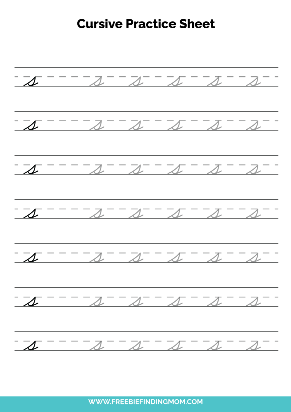 Free Printable Cursive Alphabet Practice Sheets Lowercase S