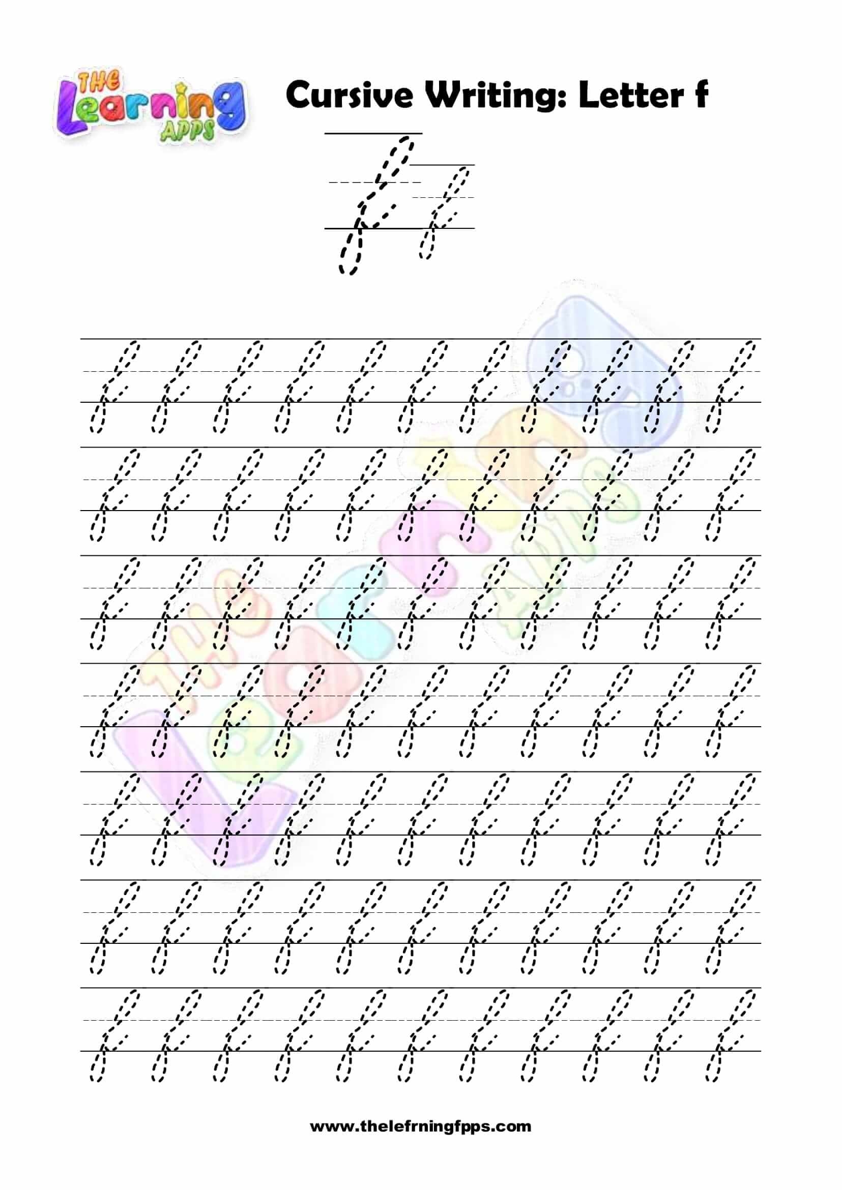 cursive f worksheet