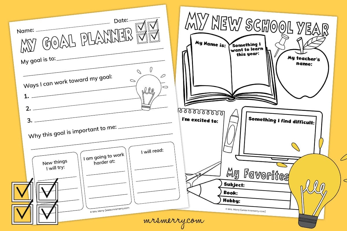 Free Printable Goal Setting Worksheets For Kids Mrs Merry