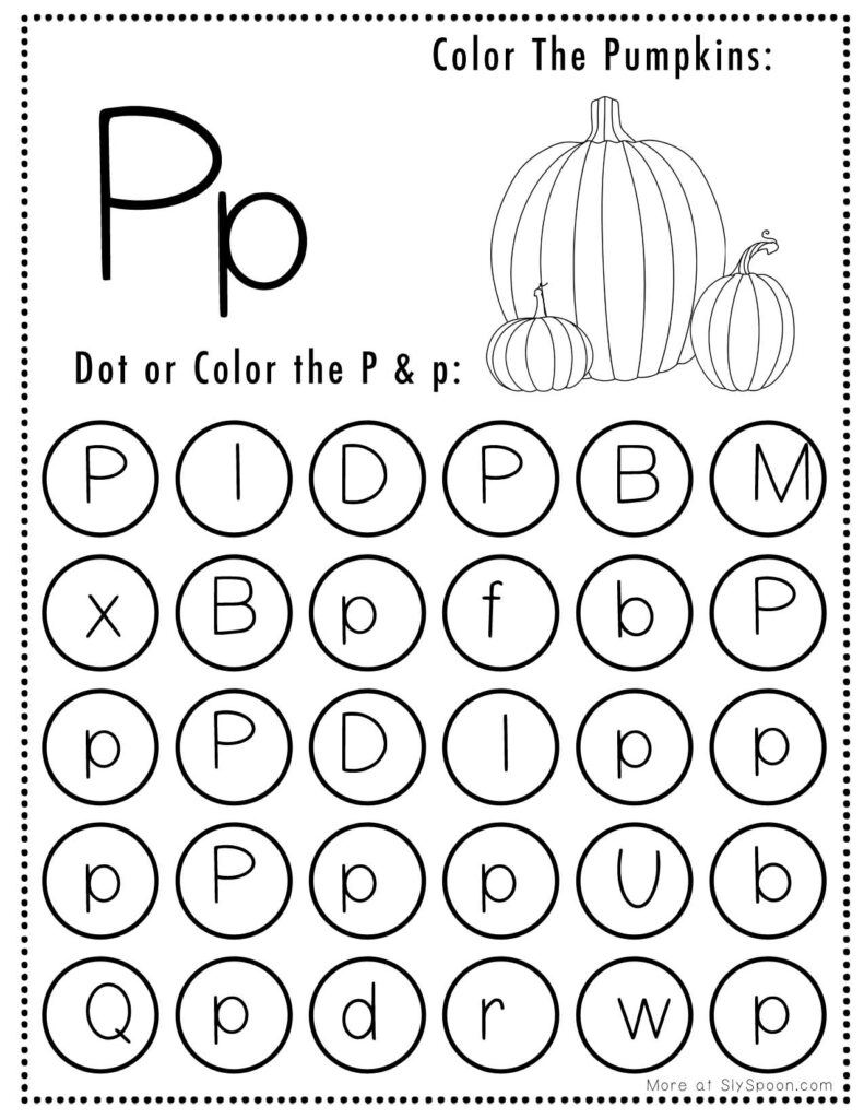 worksheets for the letter p