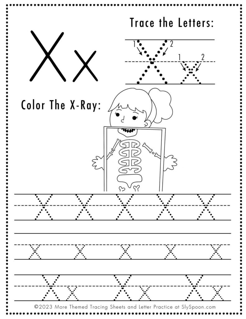 Free Printable Halloween Themed Letter X Tracing Worksheet Sly Spoon