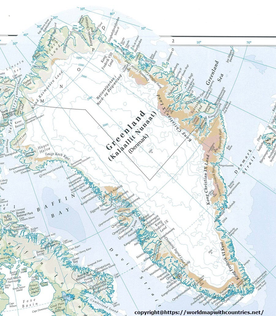 Free Printable Labeled And Blank Map Of Greenland In PDF