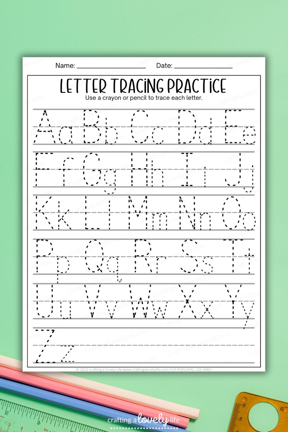 letter tracing printable