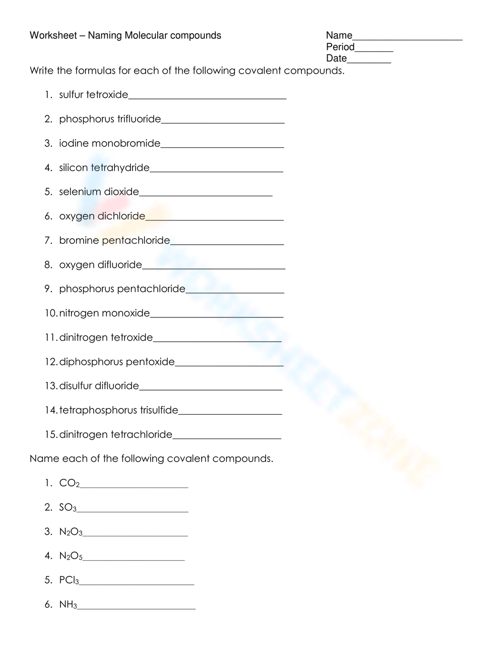naming molecular compounds worksheet answers